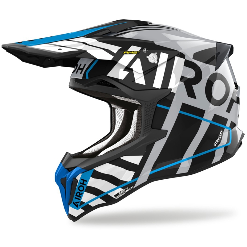 Airoh Strycker Brave 2024 Motocross-Helm glänzend blau-grau Ausverkauf