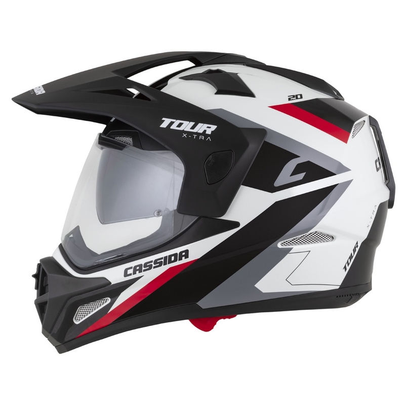 Endurohelm Cassida Tour 2.0 X-tra weiß-rot-schwarz mit schwarzem mattem Visier
