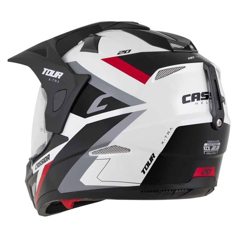 Endurohelm Cassida Tour 2.0 X-tra weiß-rot-schwarz mit schwarzem mattem Visier