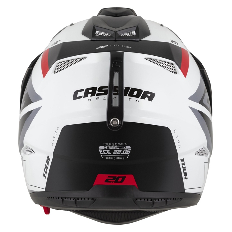 Endurohelm Cassida Tour 2.0 X-tra weiß-rot-schwarz mit schwarzem mattem Visier