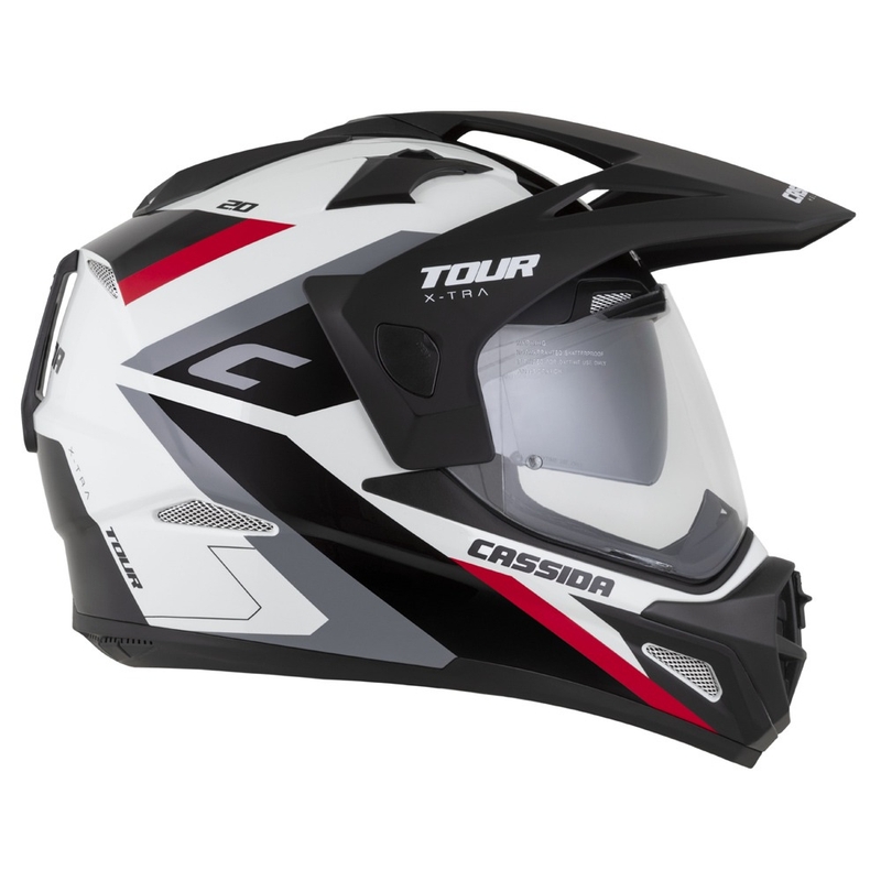 Endurohelm Cassida Tour 2.0 X-tra weiß-rot-schwarz mit schwarzem mattem Visier