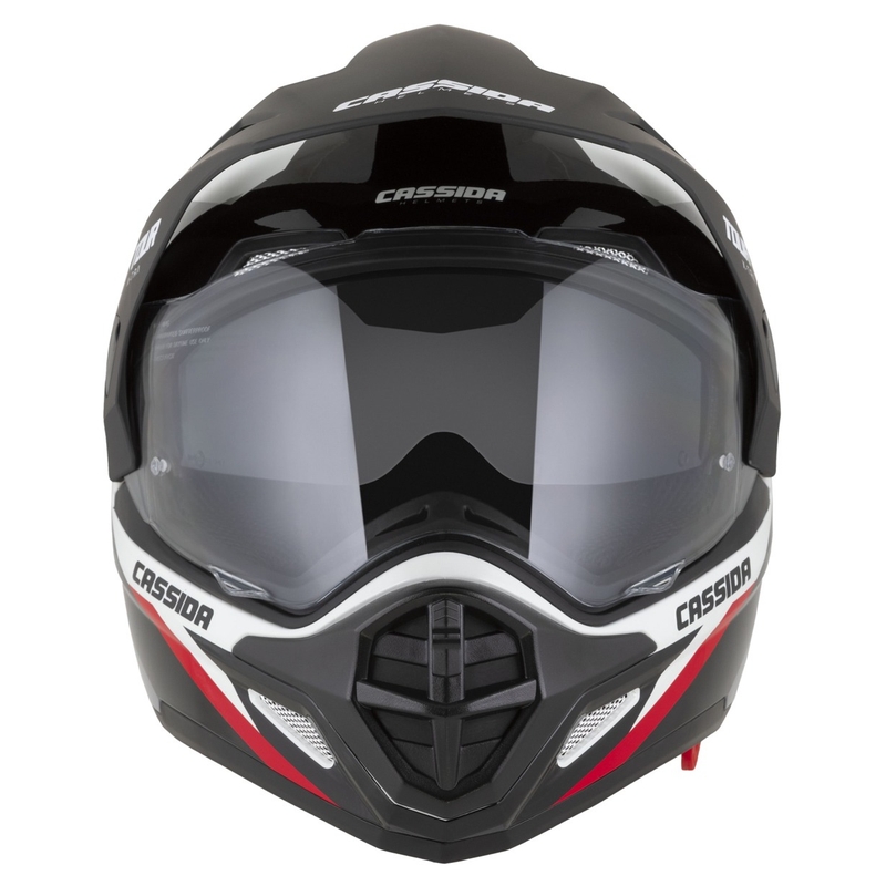 Endurohelm Cassida Tour 2.0 X-tra weiß-rot-schwarz mit schwarzem mattem Visier