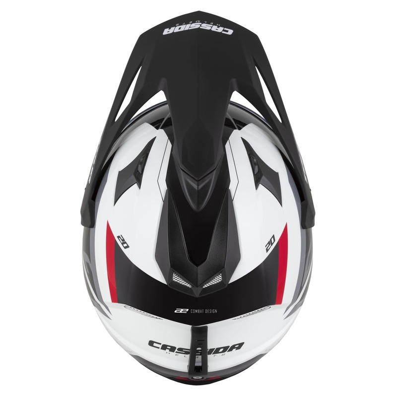 Endurohelm Cassida Tour 2.0 X-tra weiß-rot-schwarz mit schwarzem mattem Visier
