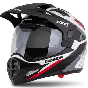 Endurohelm Cassida Tour 2.0 X-tra weiß-rot-schwarz mit schwarzem mattem Visier