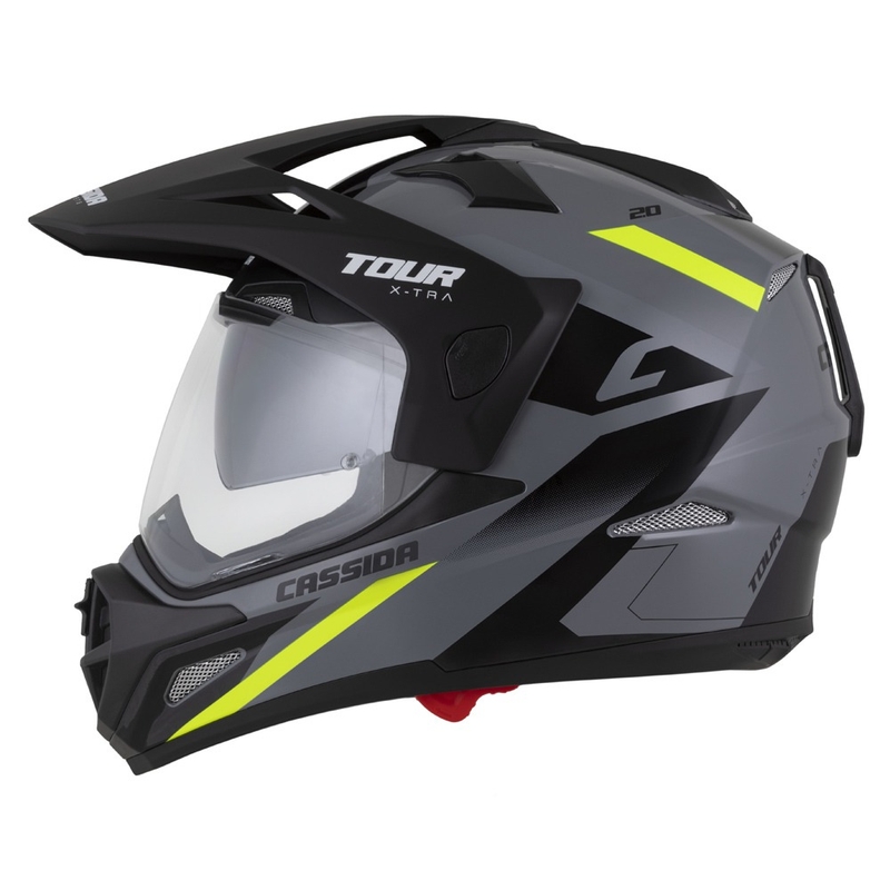 Enduro-Helm Cassida Tour 2.0 X-tra grau-fluo gelb-schwarz mit schwarz-mattem Visier