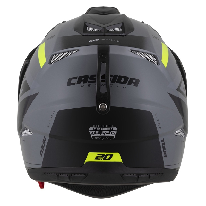 Enduro-Helm Cassida Tour 2.0 X-tra grau-fluo gelb-schwarz mit schwarz-mattem Visier