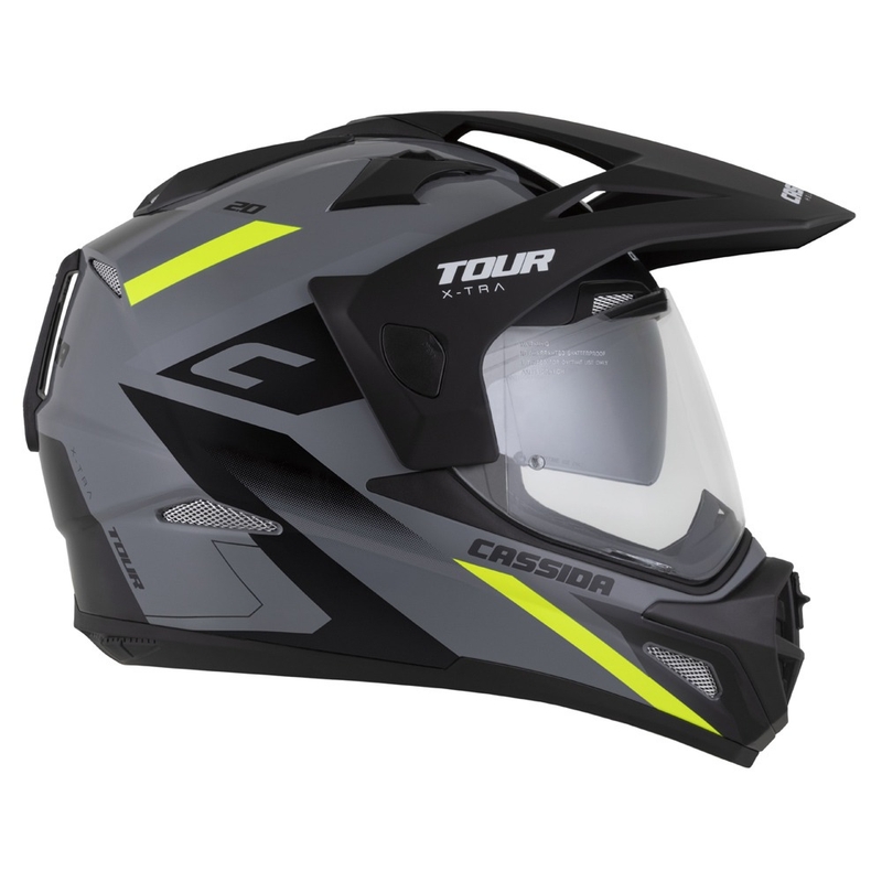 Enduro-Helm Cassida Tour 2.0 X-tra grau-fluo gelb-schwarz mit schwarz-mattem Visier