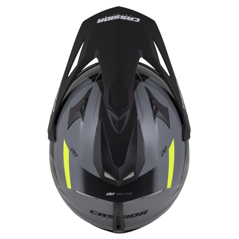 Enduro-Helm Cassida Tour 2.0 X-tra grau-fluo gelb-schwarz mit schwarz-mattem Visier
