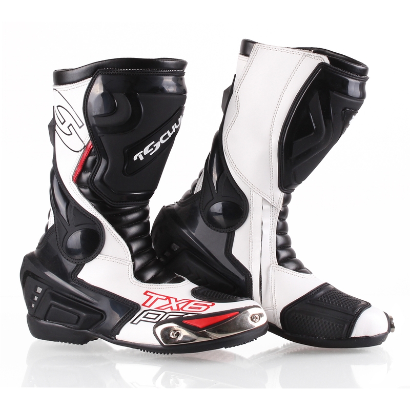 Tschul TX6-Pro schwarz-weißer Motorradstiefel Ausverkauf
