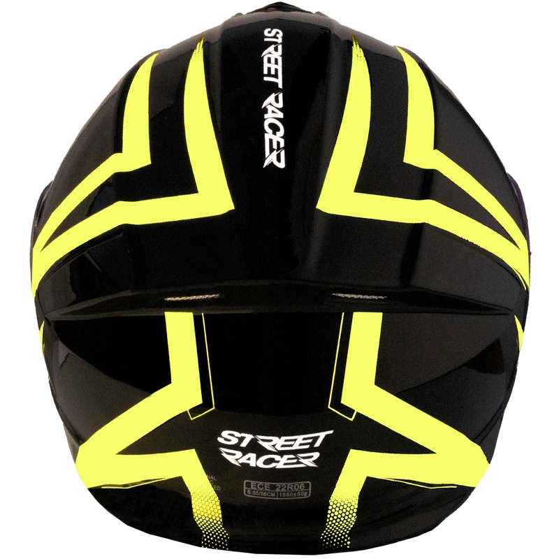 Street Racer Fury Klapphelm für Motorräder, schwarz-fluoreszierend gelb