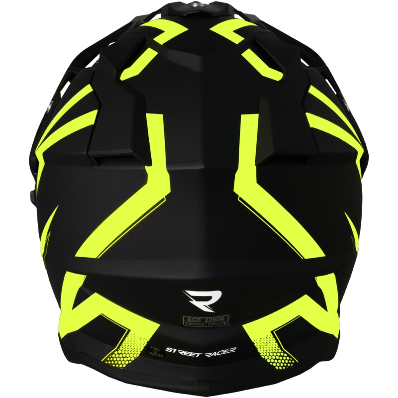 Enduro-Motorradhelm Street Racer Ignite mattschwarz-fluogelb