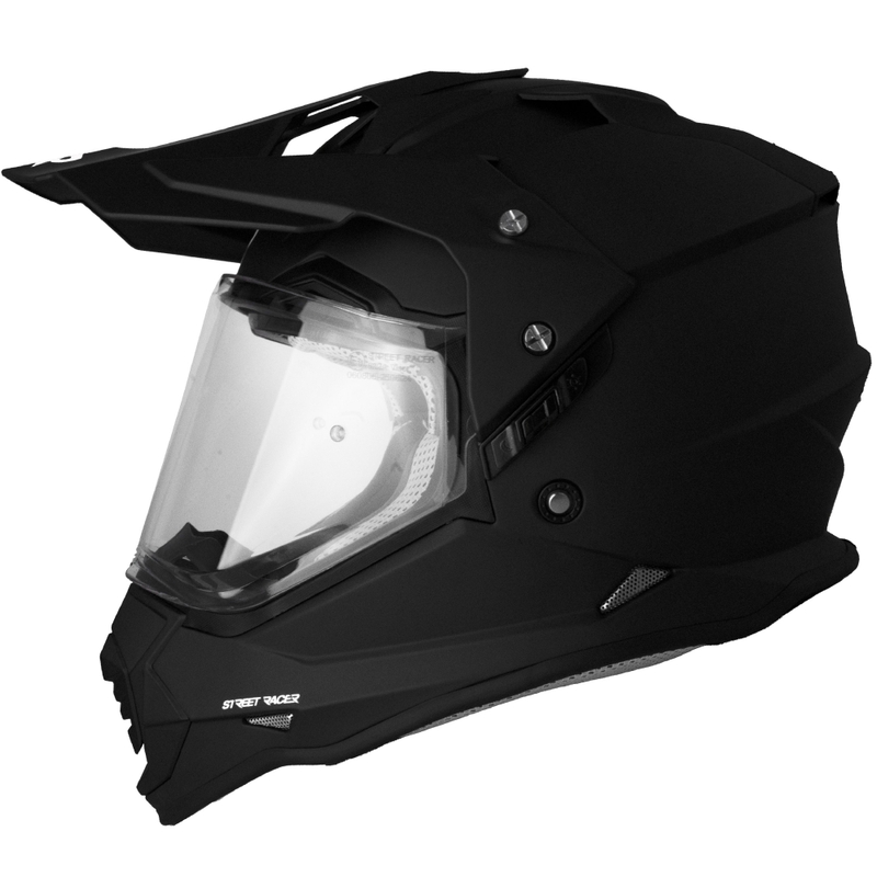 Enduro-Motorradhelm Street Racer Ignite mattschwarz