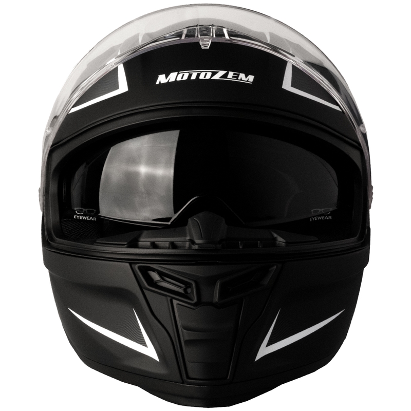 Motozem Guardian Integral-Motorradhelm mattschwarz-weiß-grau