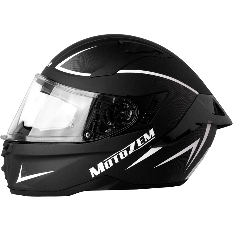 Motozem Guardian Integral-Motorradhelm mattschwarz-weiß-grau