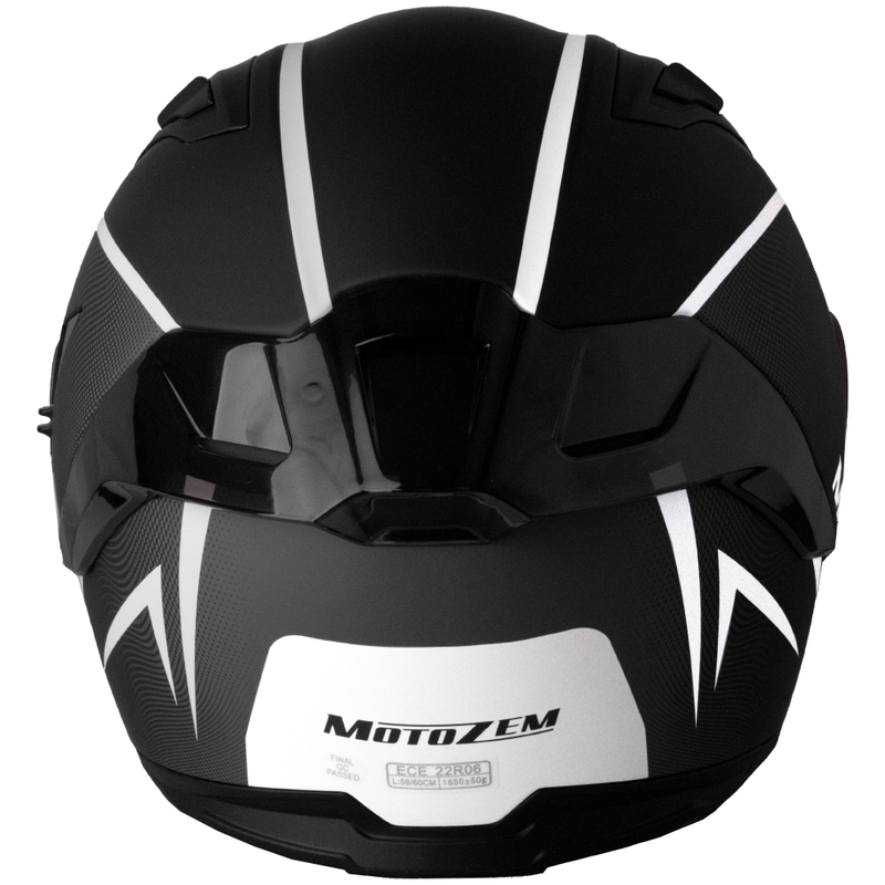Motozem Guardian Integral-Motorradhelm mattschwarz-weiß-grau