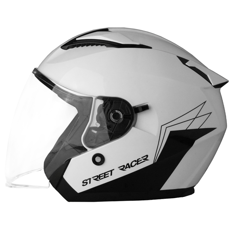 Street Racer Sonic offener Motorradhelm glänzend weiß-schwarz