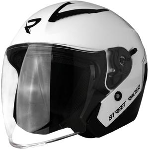 Street Racer Sonic offener Motorradhelm glänzend weiß-schwarz