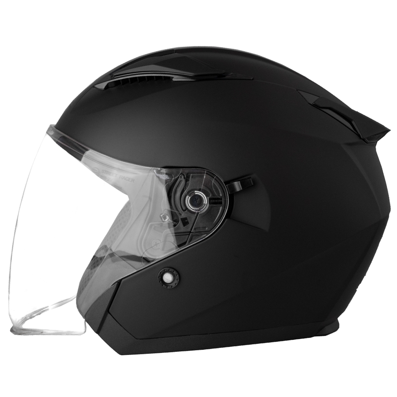 Offener Motorradhelm Street Racer Sonic, mattschwarz