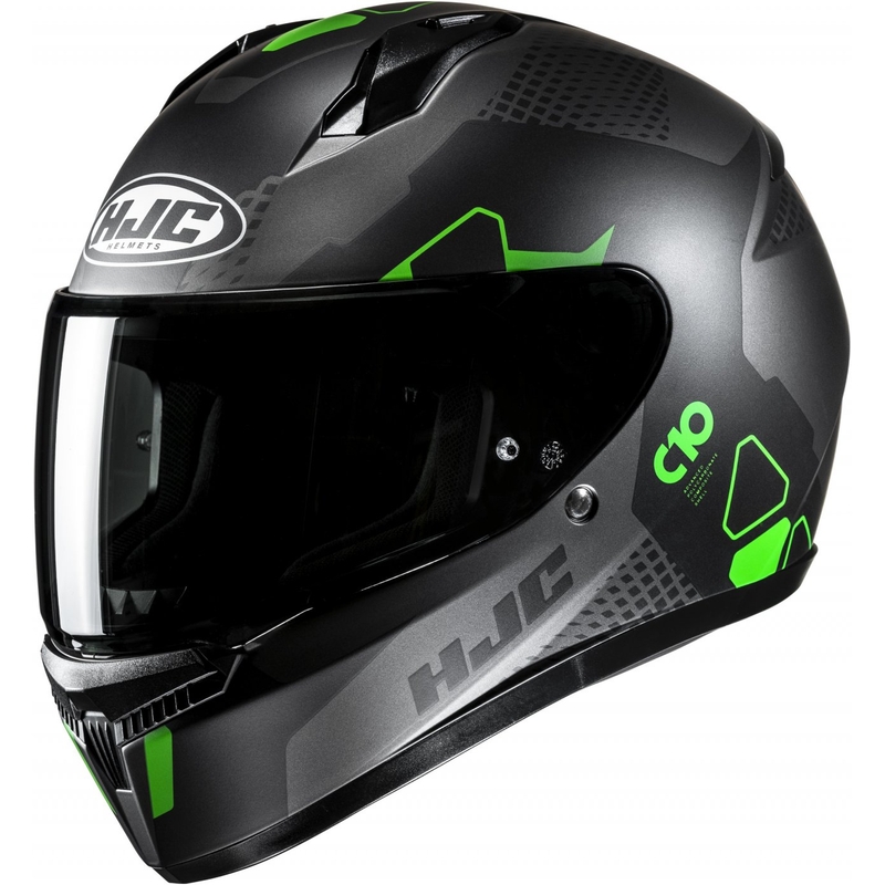 Integrierter Motorradhelm HJC C10 Aspa MC4SF schwarz-grau-grün