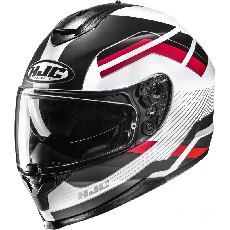 Integrierter Motorradhelm HJC C70N Belis MC1SF schwarz-weiß-rot