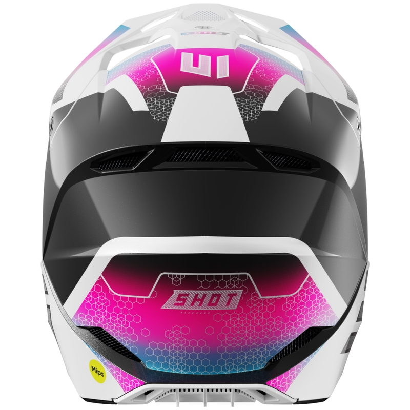Motocross-Helm Shot Race Phaser perlschwarz-blau-rosa