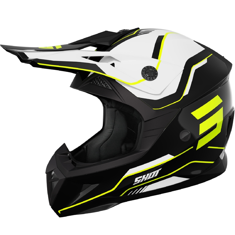 Kinder-Motocross-Helm Shot Pulse Lines schwarz-fluo gelb