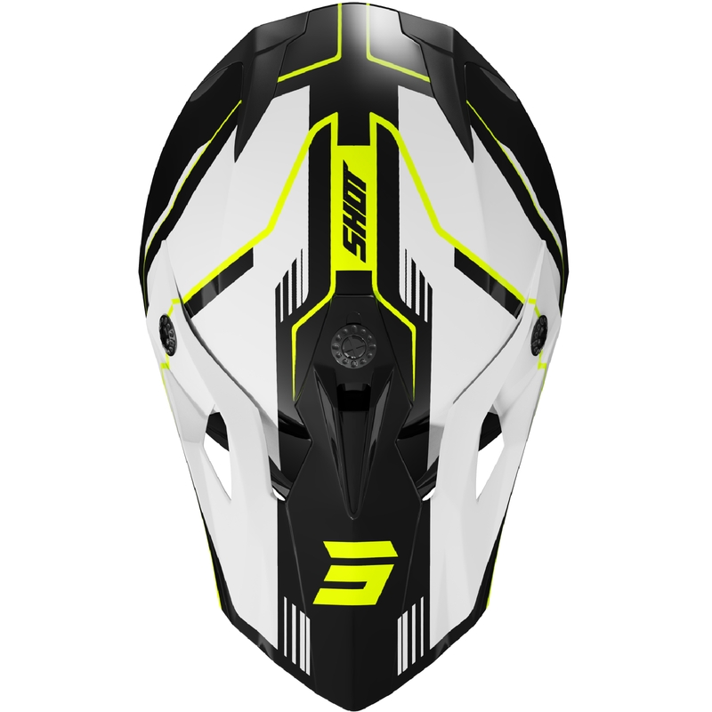 Kinder-Motocross-Helm Shot Pulse Lines schwarz-fluo gelb
