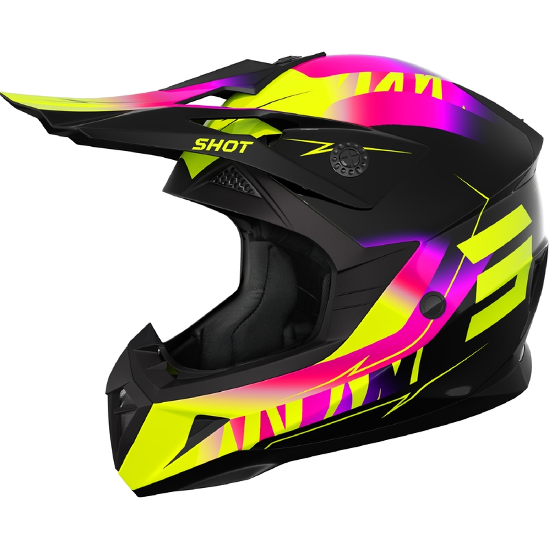 Kinder-Motocross-Helm Shot Pulse X-Trem Pink-Fluo-Gelb