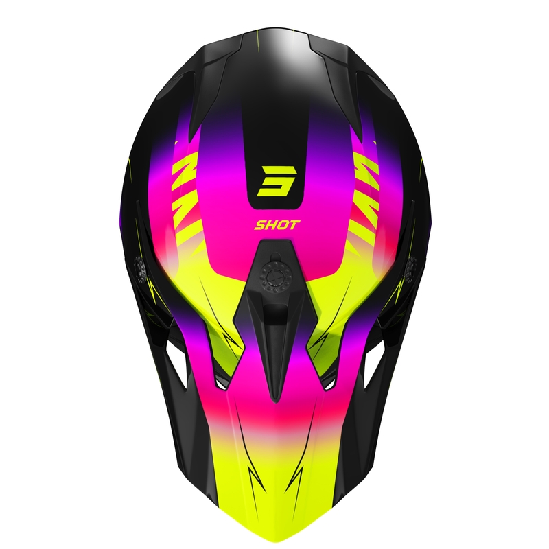 Kinder-Motocross-Helm Shot Pulse X-Trem Pink-Fluo-Gelb