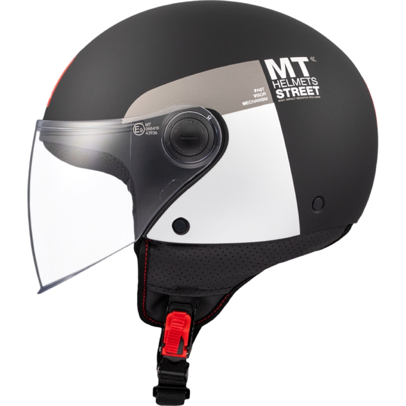Motorrad-Jethelm MT STREET INBOARD D2 matt schwarz-silber