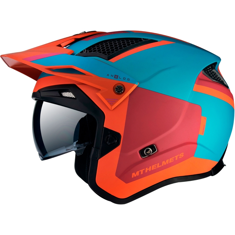 MT District SV Analog D24 open Trials Motorradhelm rot-blau-orange