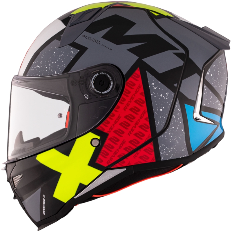 Integrierter Motorradhelm MT REVENGE 2 S Light CO glänzend schwarz-rot-gelb