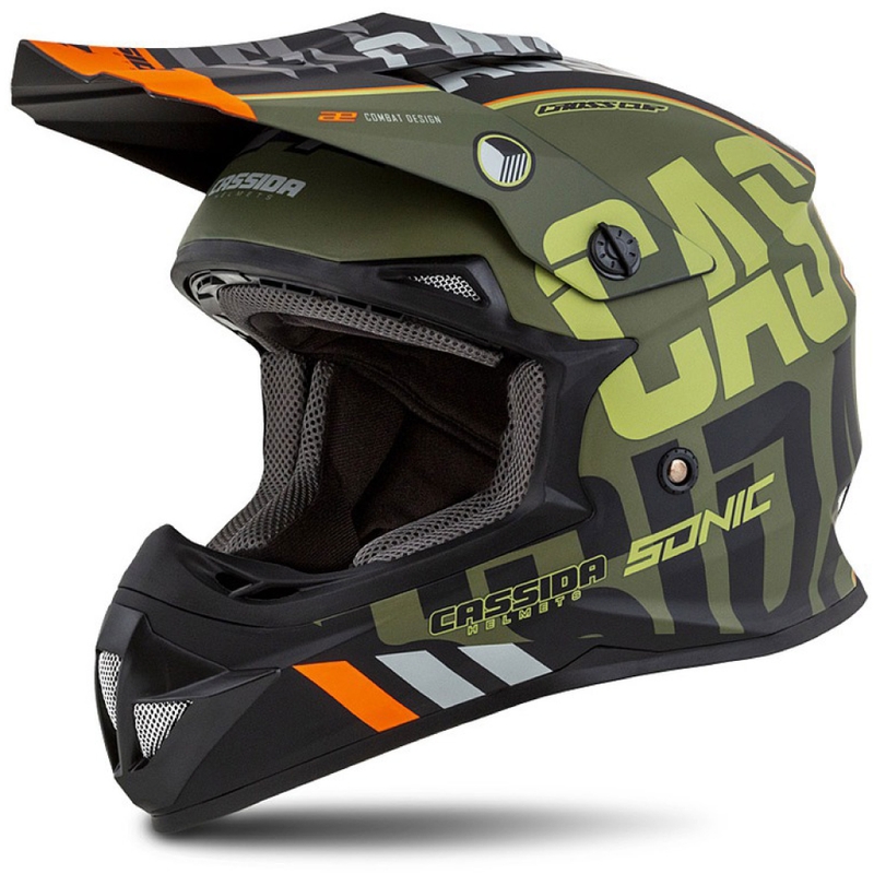 Cassida Cross Cup Sonic Motocross Helm orange-grün matt