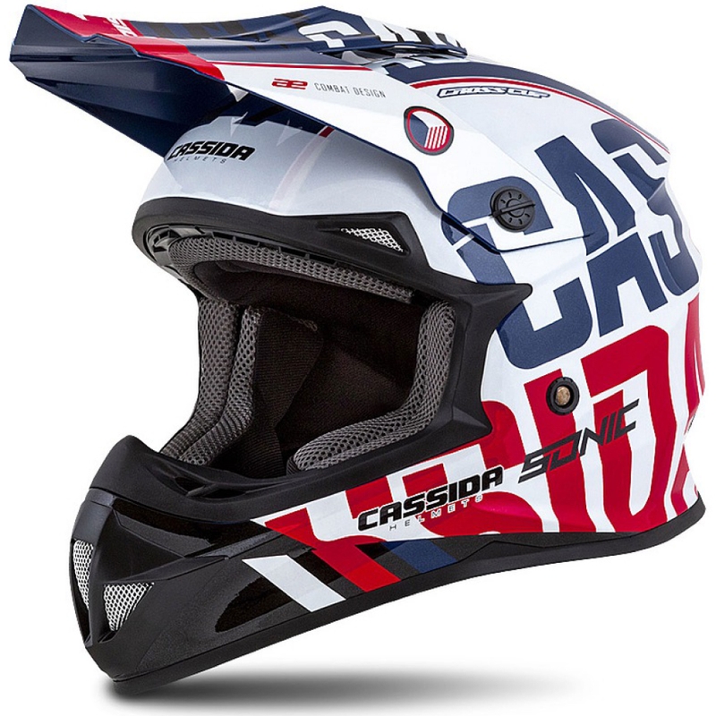 Motocross Helm Cassida Cross Cup Sonic rot-blau-weiß