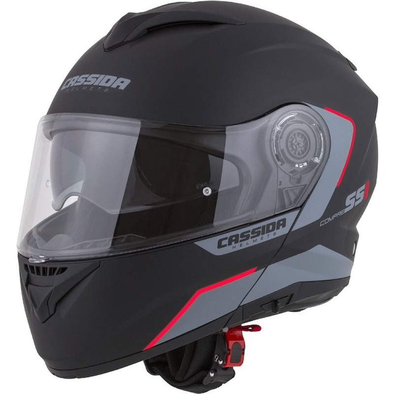 Cassida Compress 2.0 Refraction schwarz-grau-rot klappbarer Motorradhelm