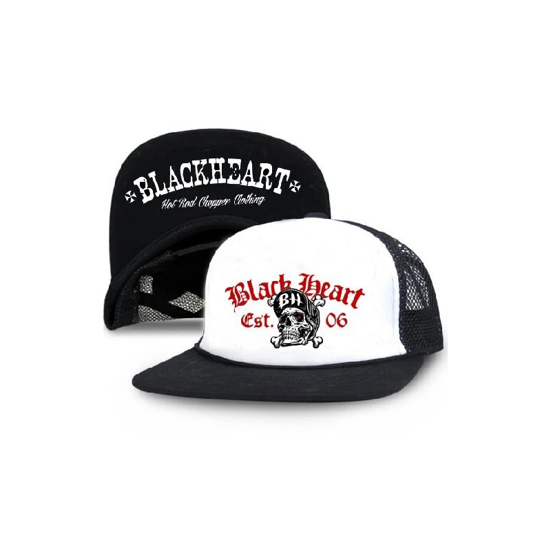 Kindermütze Black Heart Bones schwarz und weiß