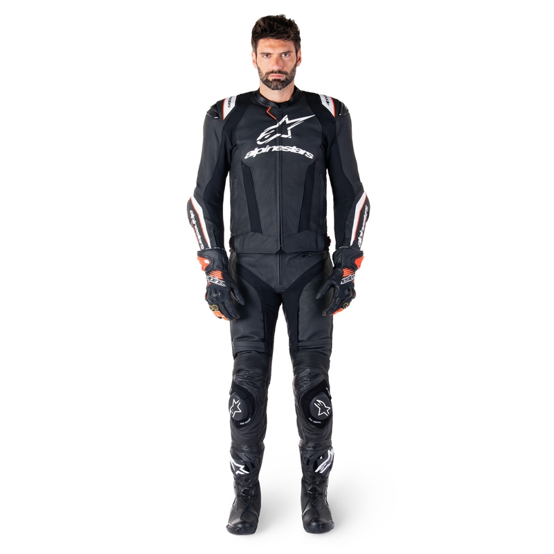Leder-Motorradjacke Alpinestars Missile 3 Ignition schwarz-weiß