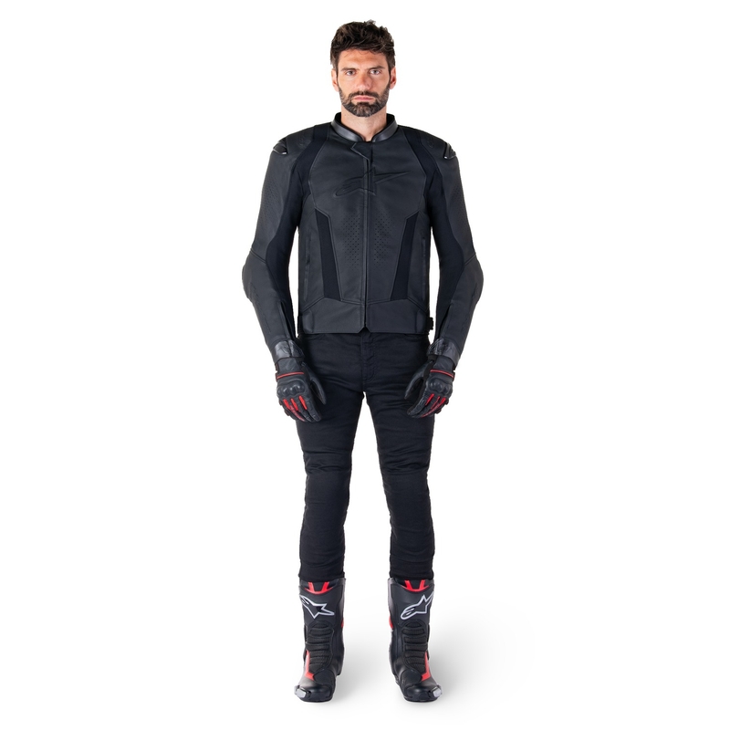 Alpinestars Missile 3 Leder-Motorradjacke schwarz-schwarz