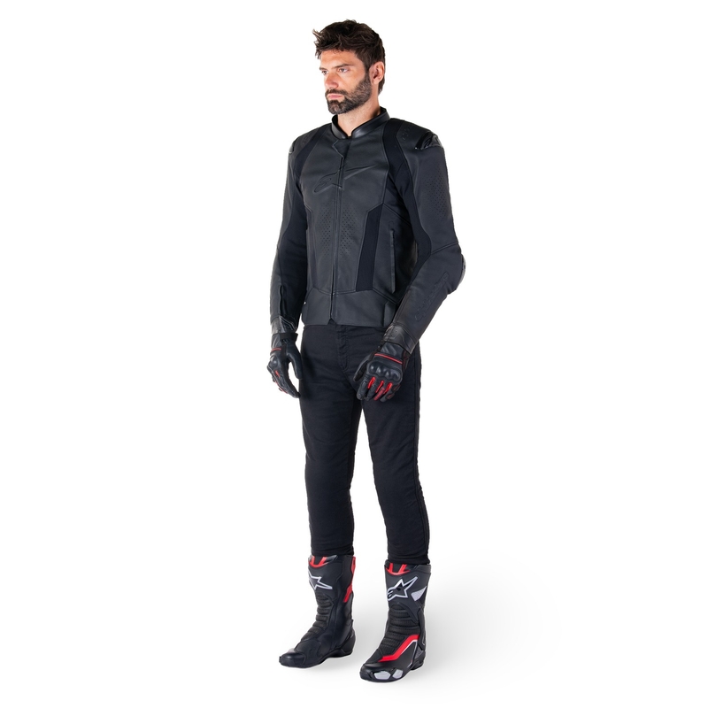 Alpinestars Missile 3 Leder-Motorradjacke schwarz-schwarz