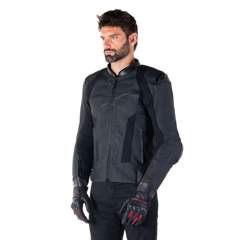 Alpinestars Missile 3 Leder-Motorradjacke schwarz-schwarz