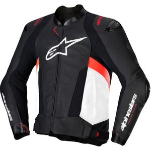 Leder-Motorradjacke Alpinestars Missile 3 schwarz-weiß-fluorot