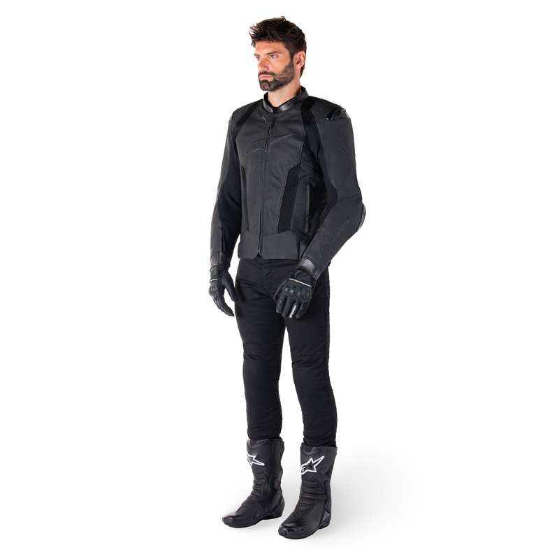 Alpinestars Missile 3 Airflow Leder-Motorradjacke schwarz-schwarz