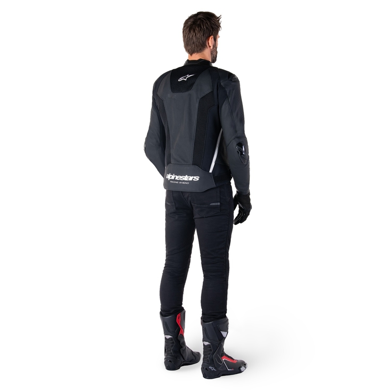 Leder-Motorradjacke Alpinestars Missile 3 Airflow schwarz-weiß