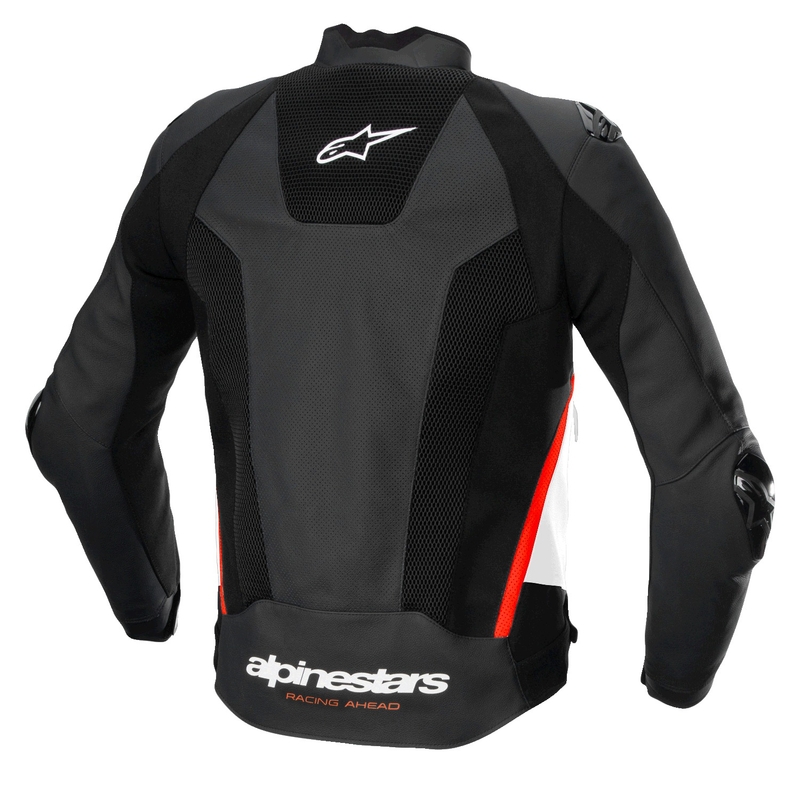 Leder-Motorradjacke Alpinestars Missile 3 Airflow Schwarz-Weiß-Fluorot