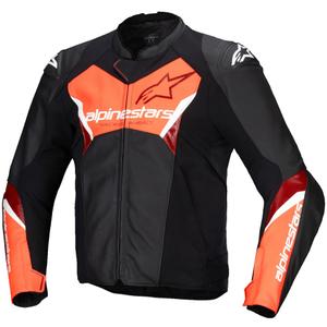 Leder-Motorradjacke Alpinestars Faster 3 Schwarz-Fluorot
