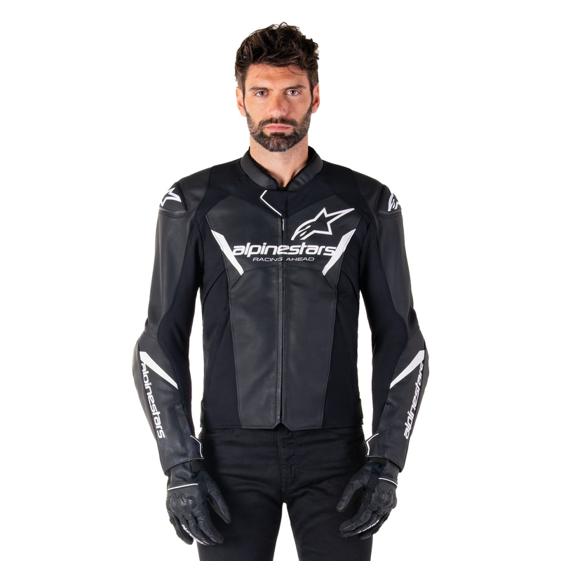 Leder-Motorradjacke Alpinestars Faster 3 schwarz-weiß