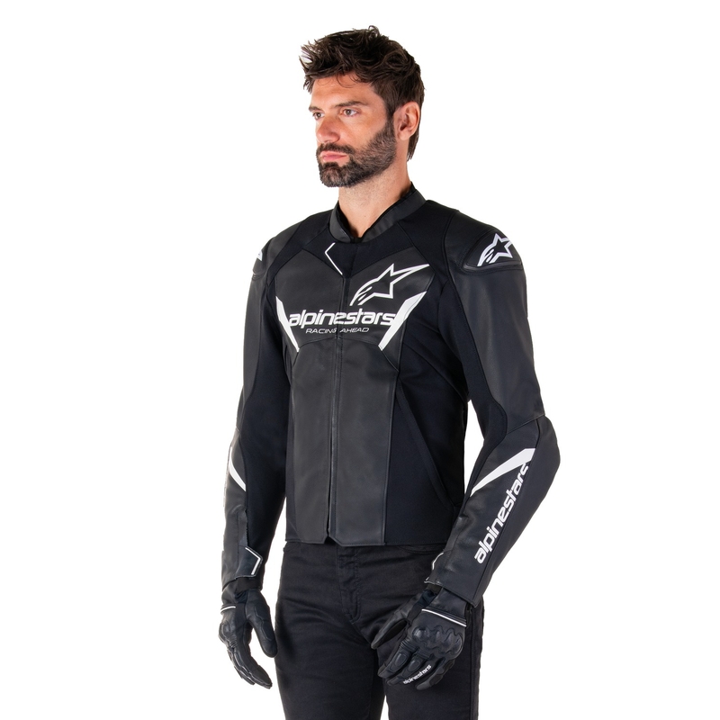 Leder-Motorradjacke Alpinestars Faster 3 schwarz-weiß
