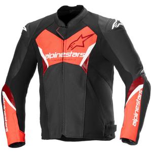 Leder-Motorradjacke Alpinestars Faster 3 Airflow Schwarz-Fluorot
