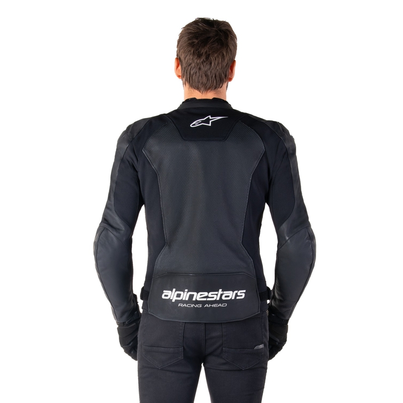 Leder-Motorradjacke Alpinestars Faster 3 Airflow schwarz-weiß