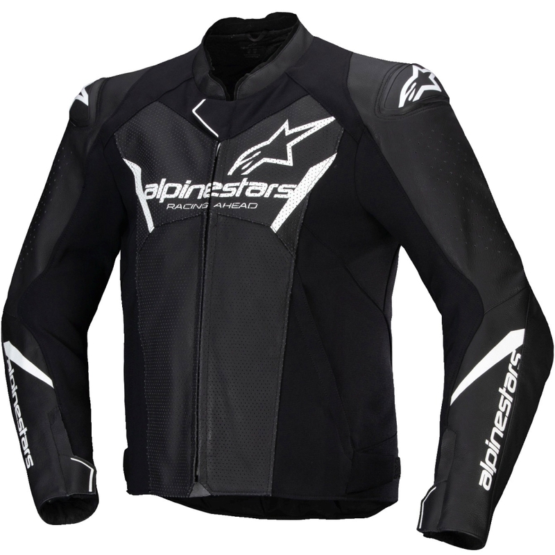 Leder-Motorradjacke Alpinestars Faster 3 Airflow schwarz-weiß